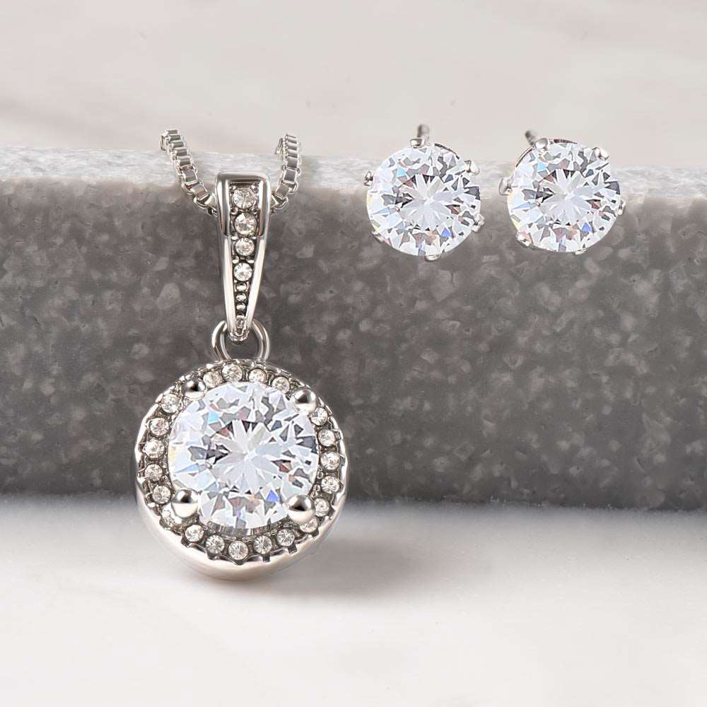 Bridesmaid - Always Here - Eternal Hope Necklace and Cubic Zirconia Earring Set