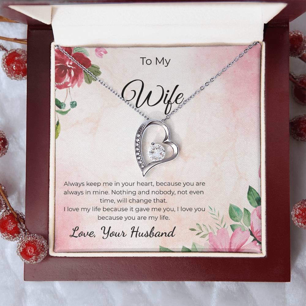 Forever Love Necklace for Wife – Romantic Anniversary Gift Card