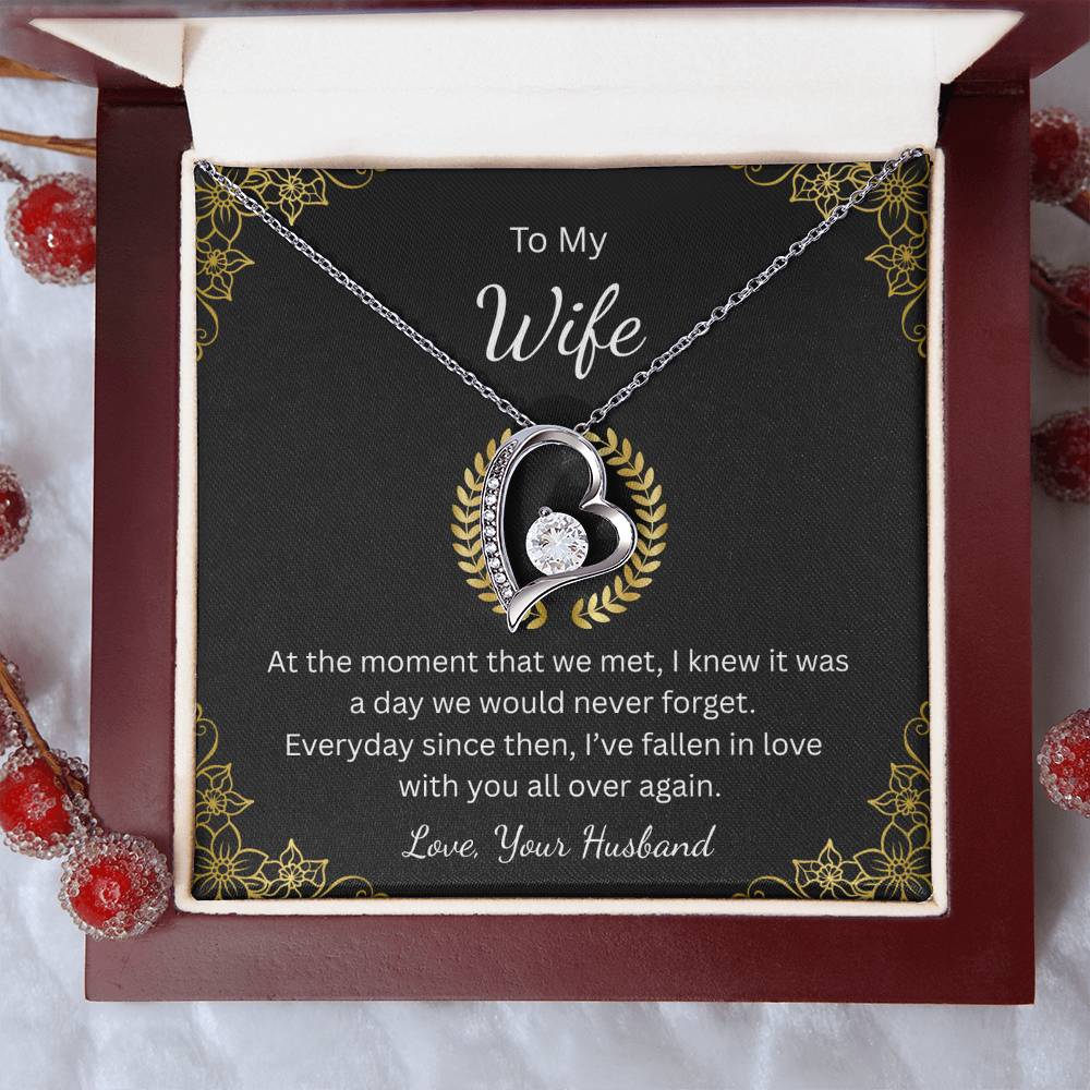 Forever Love Necklace for Wife – With All My Heart Message Card