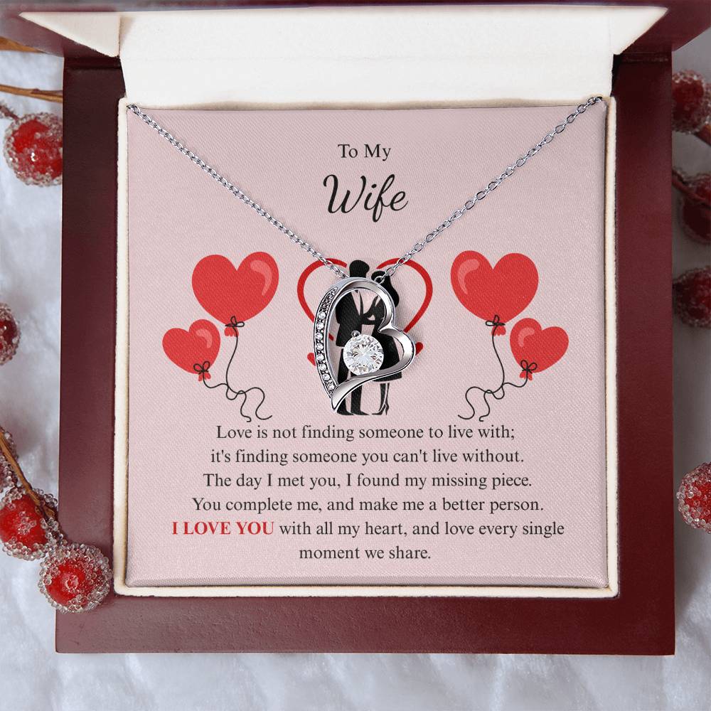 Forever Love Necklace for Wife – To My Queen Personalized Message