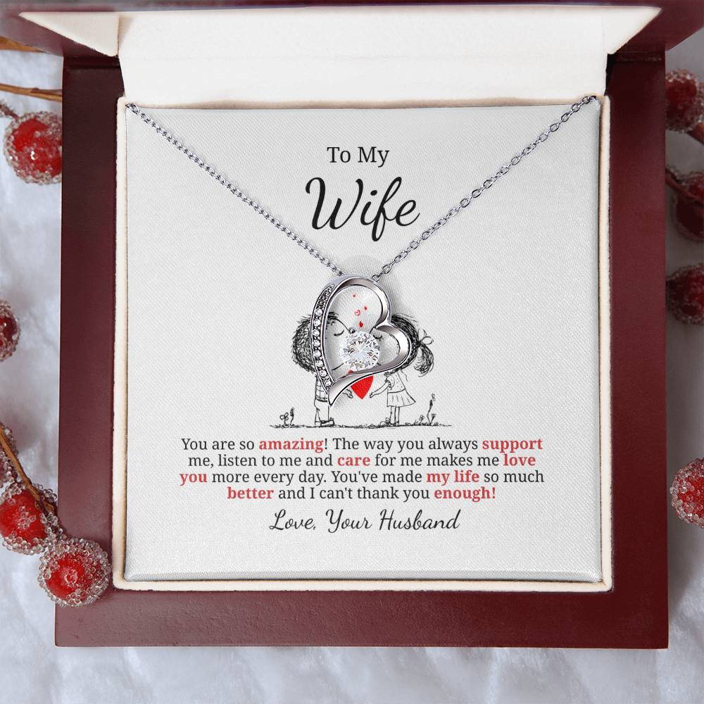 Forever Love Necklace for Wife – Surprise Gift with Custom Note Card