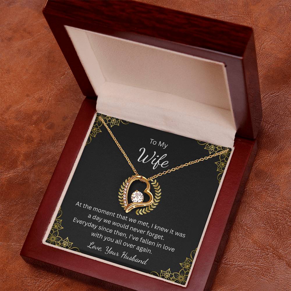 Forever Love Necklace for Wife – With All My Heart Message Card
