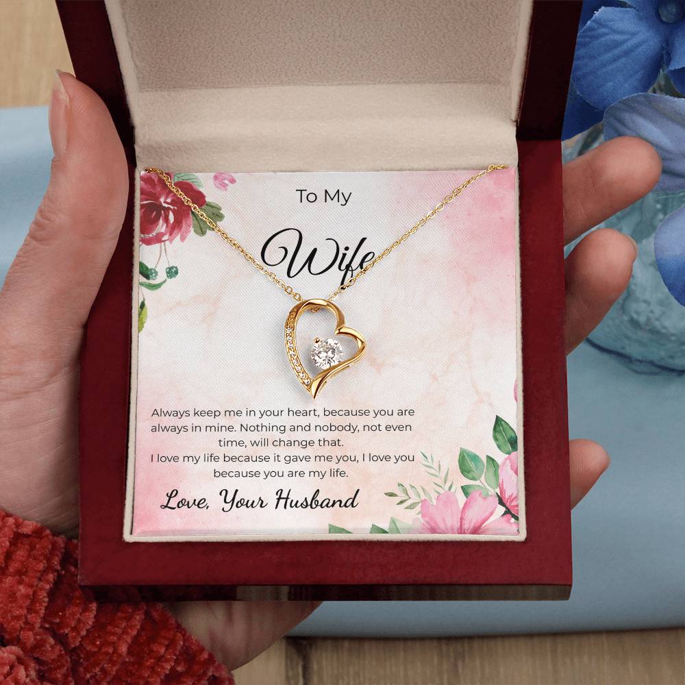 Forever Love Necklace for Wife – Romantic Anniversary Gift Card