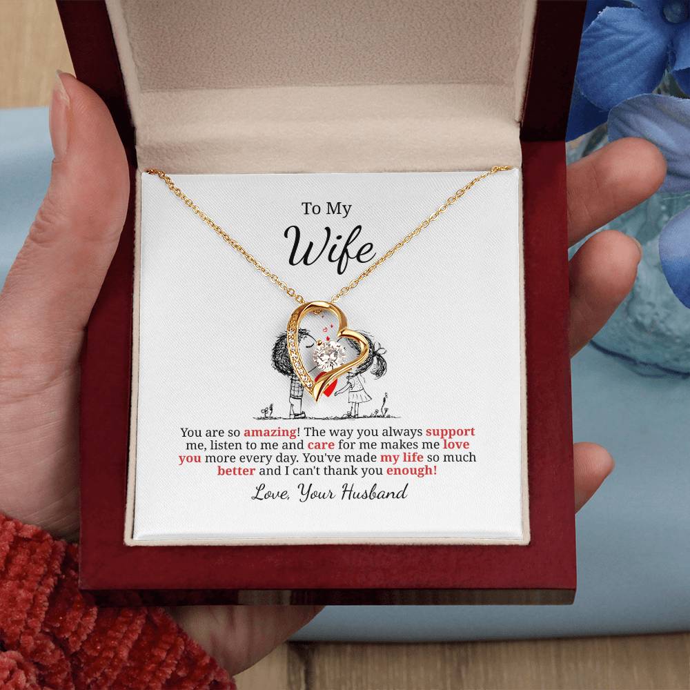 Forever Love Necklace for Wife – Surprise Gift with Custom Note Card