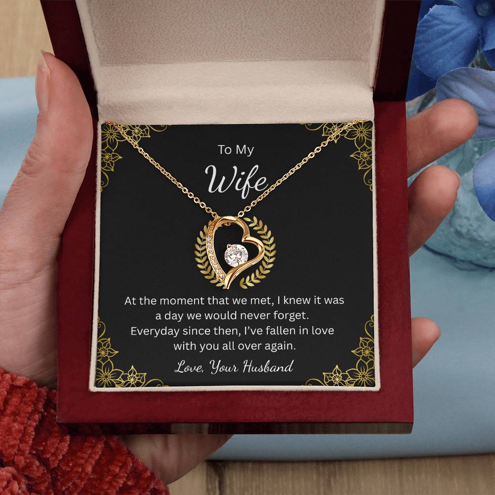 Forever Love Necklace for Wife – With All My Heart Message Card