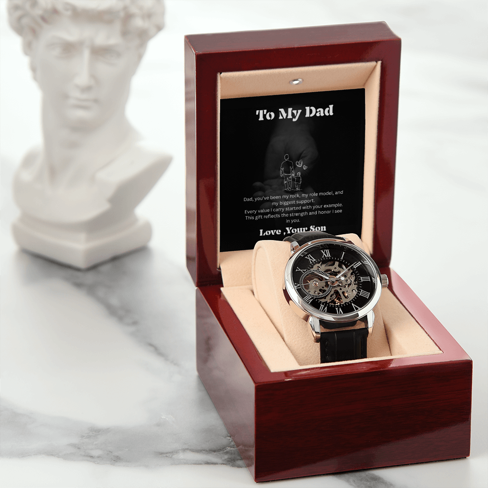Luxury Skeleton Automatic Watch for Dad – Perfect Father's Day Gift | Elegant Men's Timepiece