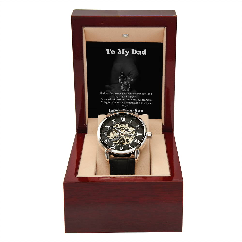 Luxury Skeleton Automatic Watch for Dad – Perfect Father's Day Gift | Elegant Men's Timepiece