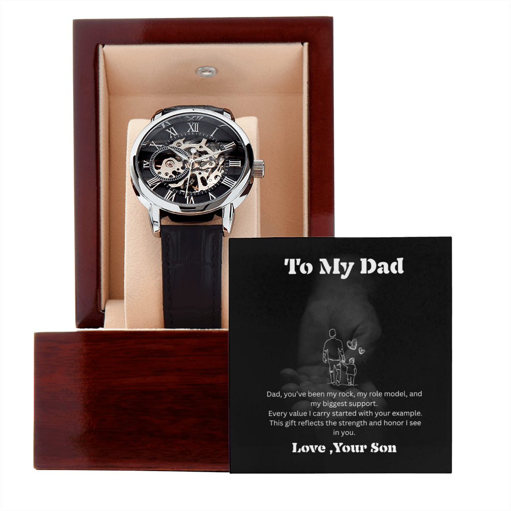 Luxury Skeleton Automatic Watch for Dad – Perfect Father's Day Gift | Elegant Men's Timepiece