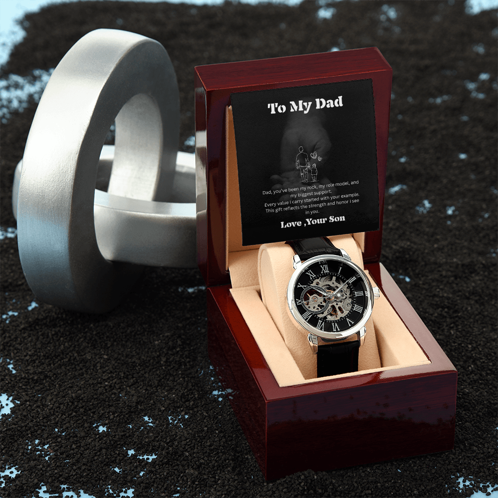 Luxury Skeleton Automatic Watch for Dad – Perfect Father's Day Gift | Elegant Men's Timepiece