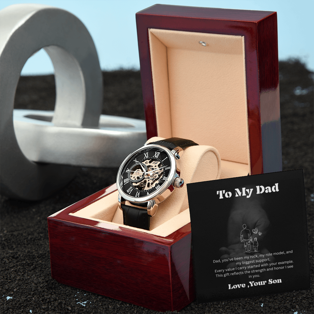 Luxury Skeleton Automatic Watch for Dad – Perfect Father's Day Gift | Elegant Men's Timepiece