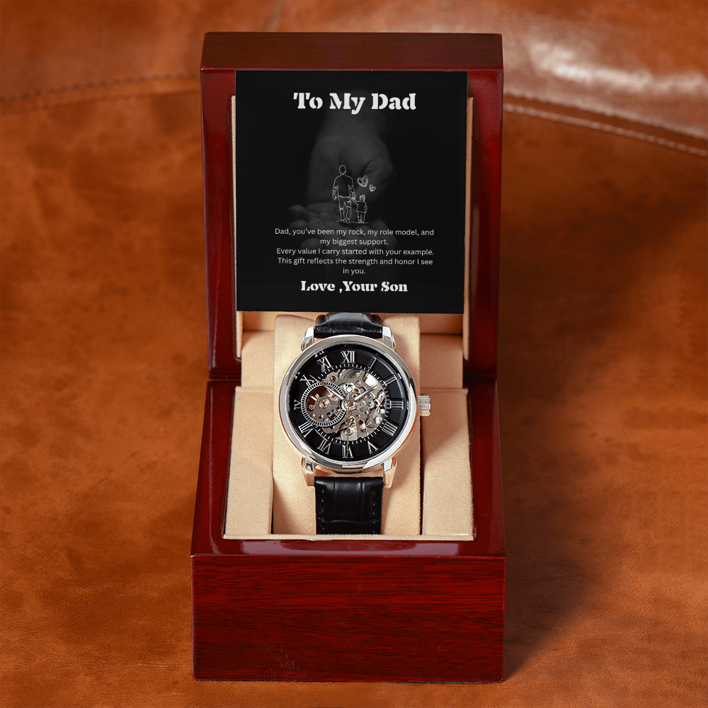 Luxury Skeleton Automatic Watch for Dad – Perfect Father's Day Gift | Elegant Men's Timepiece