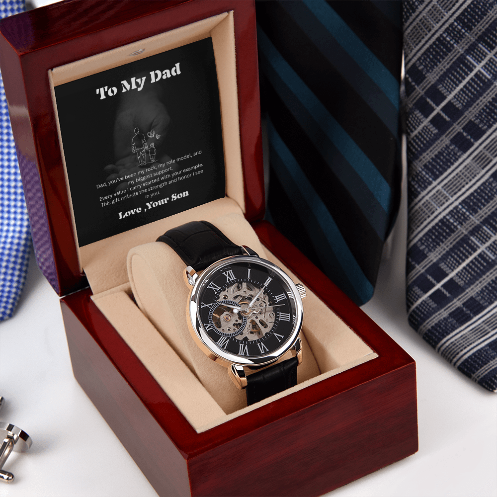 Luxury Skeleton Automatic Watch for Dad – Perfect Father's Day Gift | Elegant Men's Timepiece