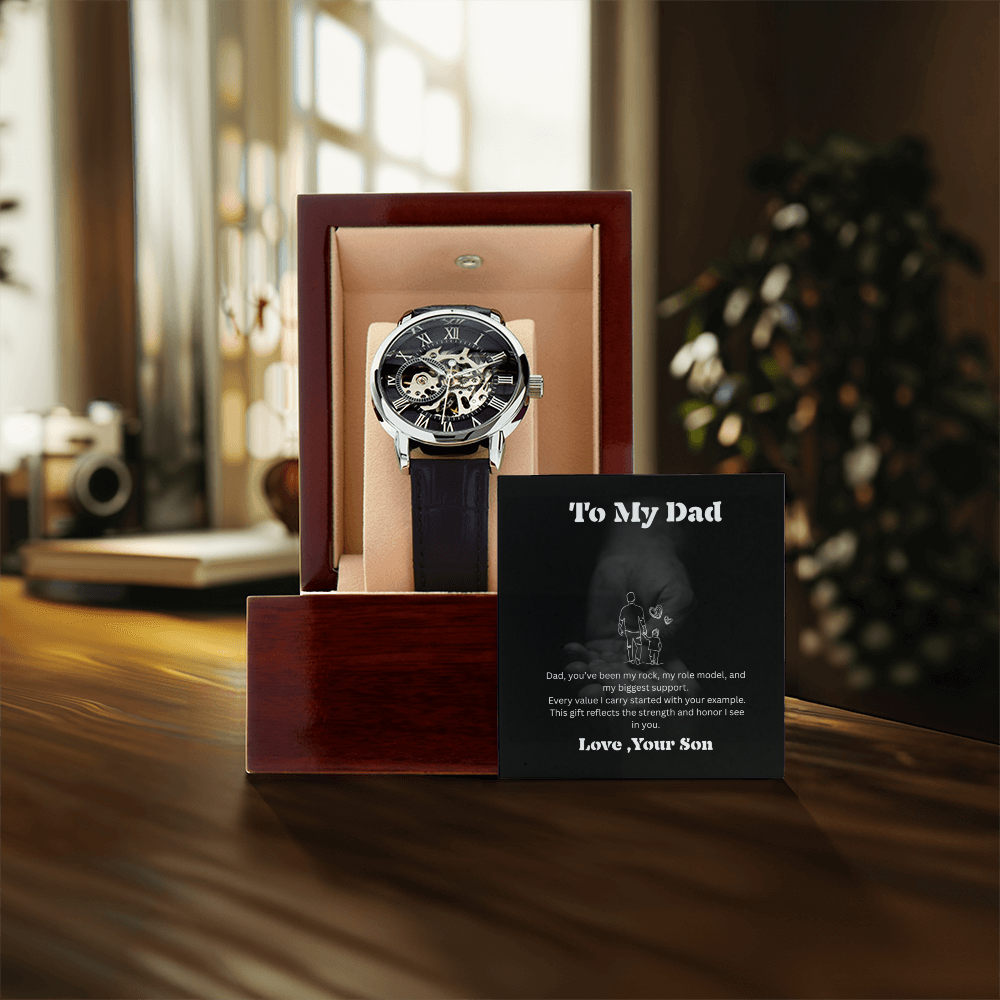 Luxury Skeleton Automatic Watch for Dad – Perfect Father's Day Gift | Elegant Men's Timepiece