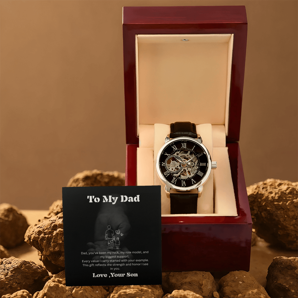Luxury Skeleton Automatic Watch for Dad – Perfect Father's Day Gift | Elegant Men's Timepiece