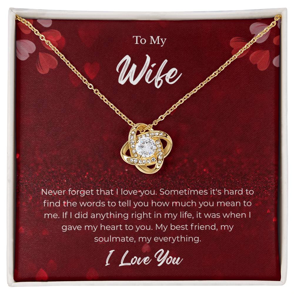 Love Knot Necklace for Wife – Heartfelt Valentine’s Day Message Card