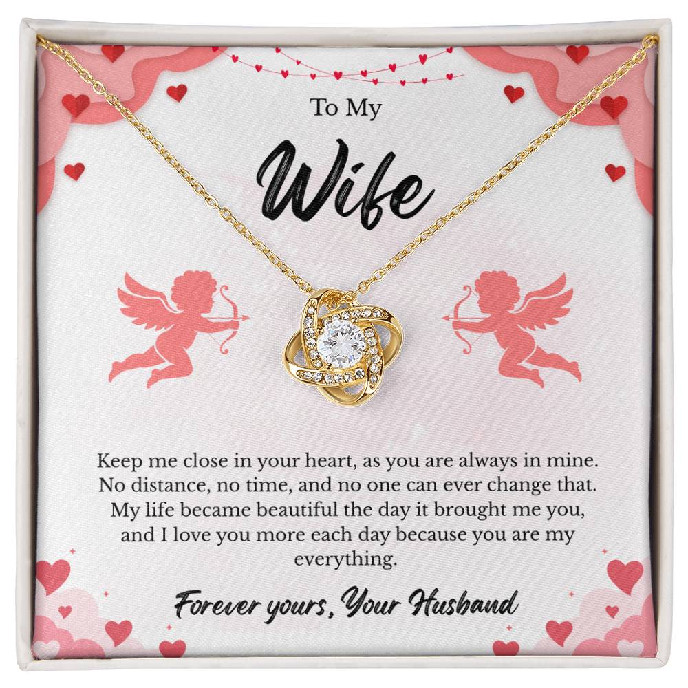Love Knot Necklace for Wife – Romantic Anniversary Gift Card