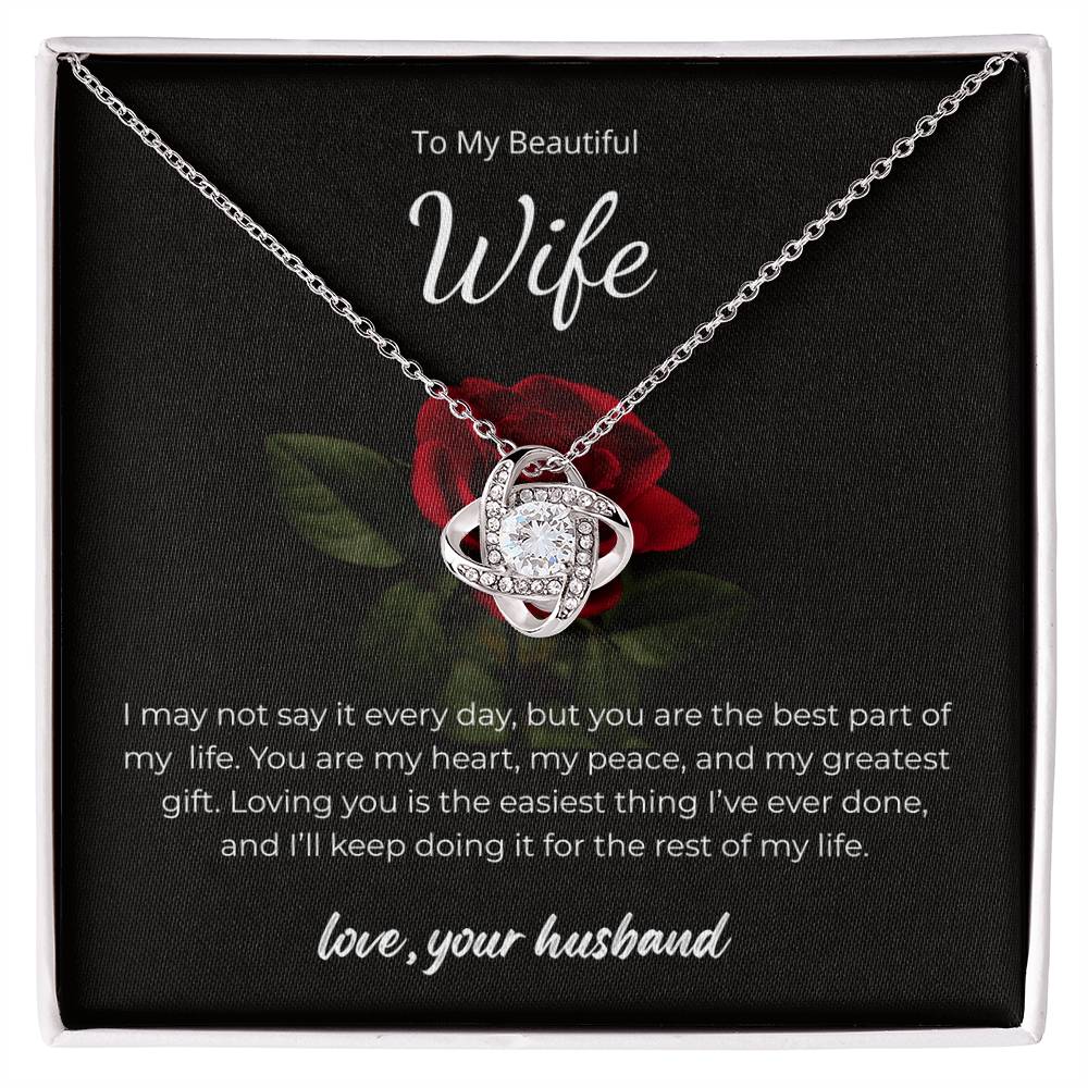 Love Knot Necklace for Wife – Wedding Day Keepsake with Message