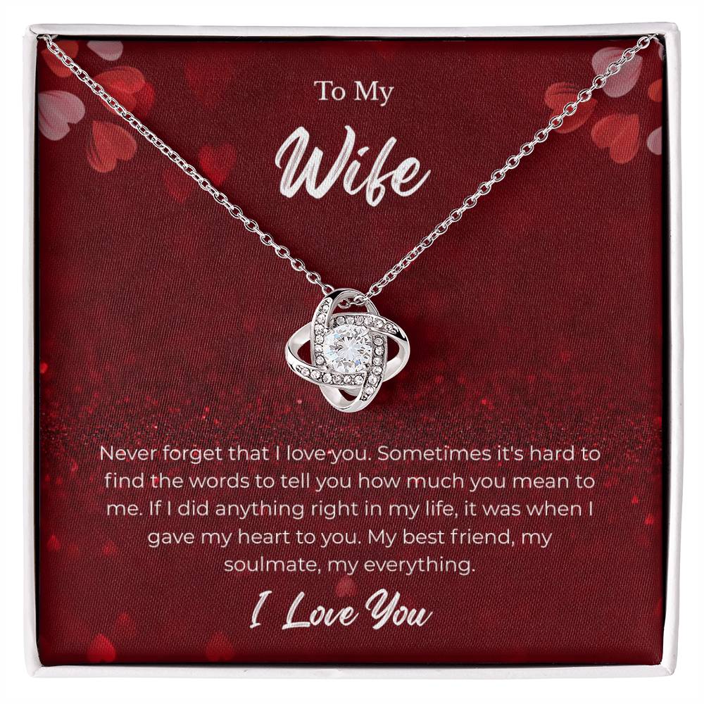 Love Knot Necklace for Wife – Heartfelt Valentine’s Day Message Card