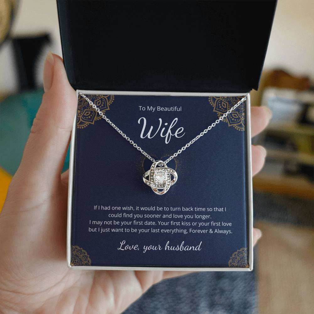 Love Knot Necklace for Wife – Birthday Gift with Custom Message