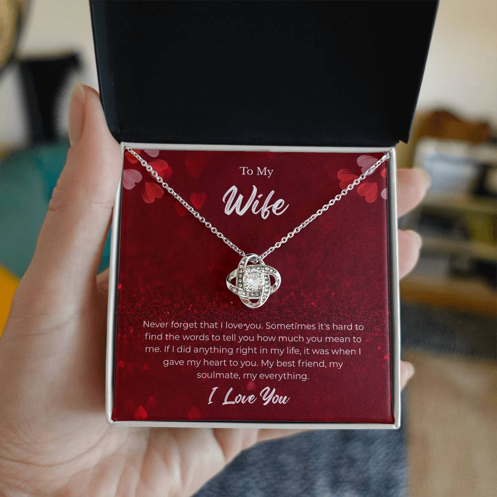 Love Knot Necklace for Wife – Heartfelt Valentine’s Day Message Card