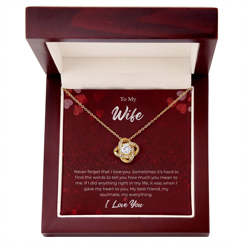 Love Knot Necklace for Wife – Heartfelt Valentine’s Day Message Card