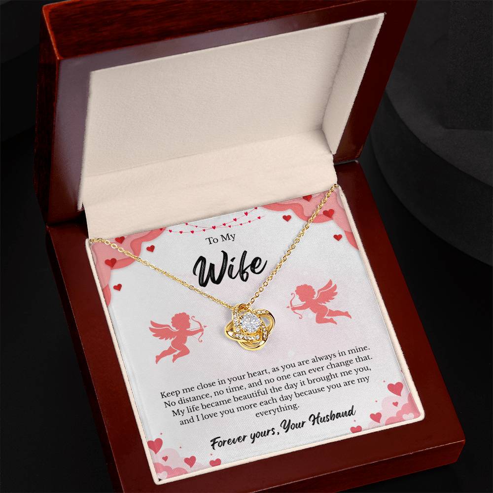 Love Knot Necklace for Wife – Romantic Anniversary Gift Card