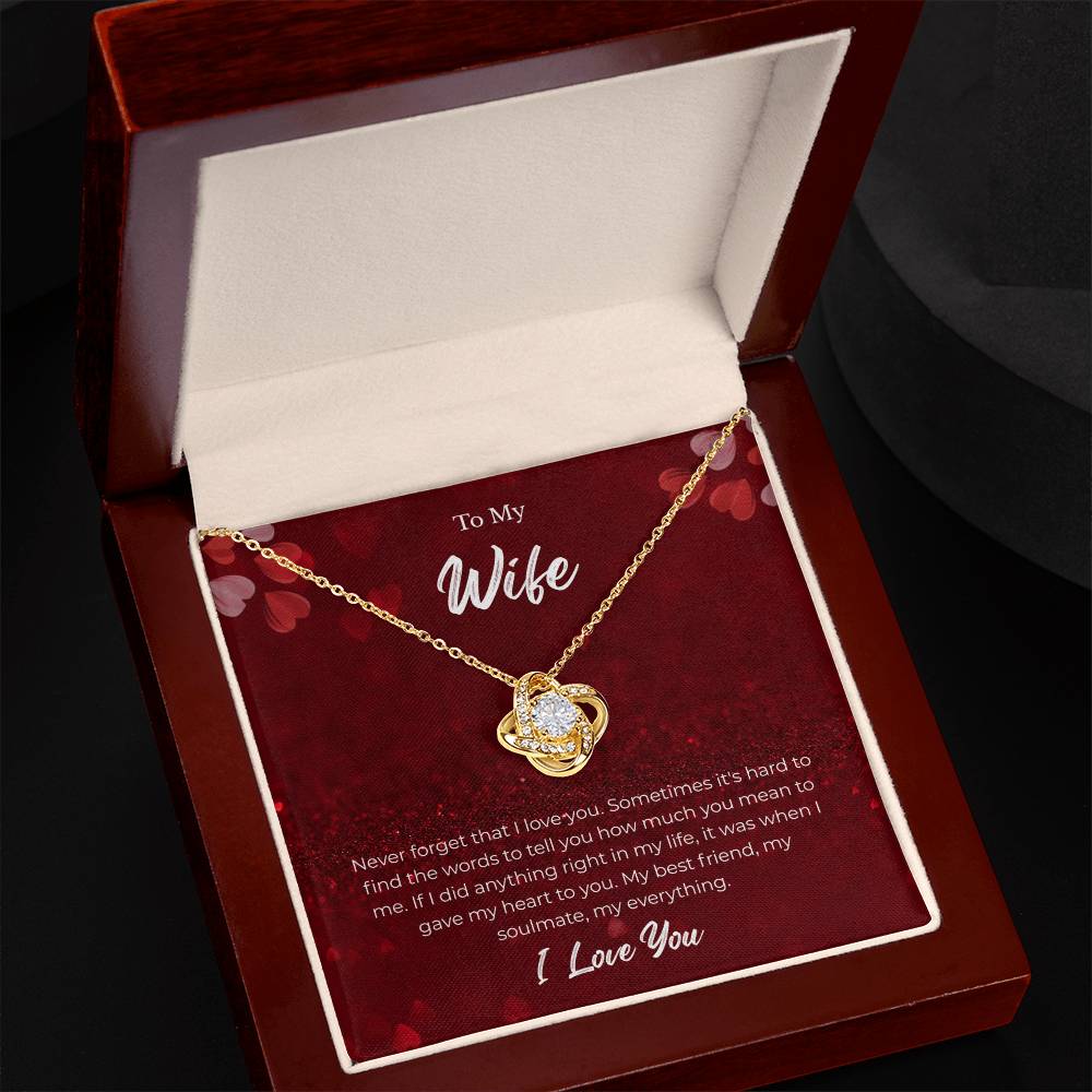 Love Knot Necklace for Wife – Heartfelt Valentine’s Day Message Card