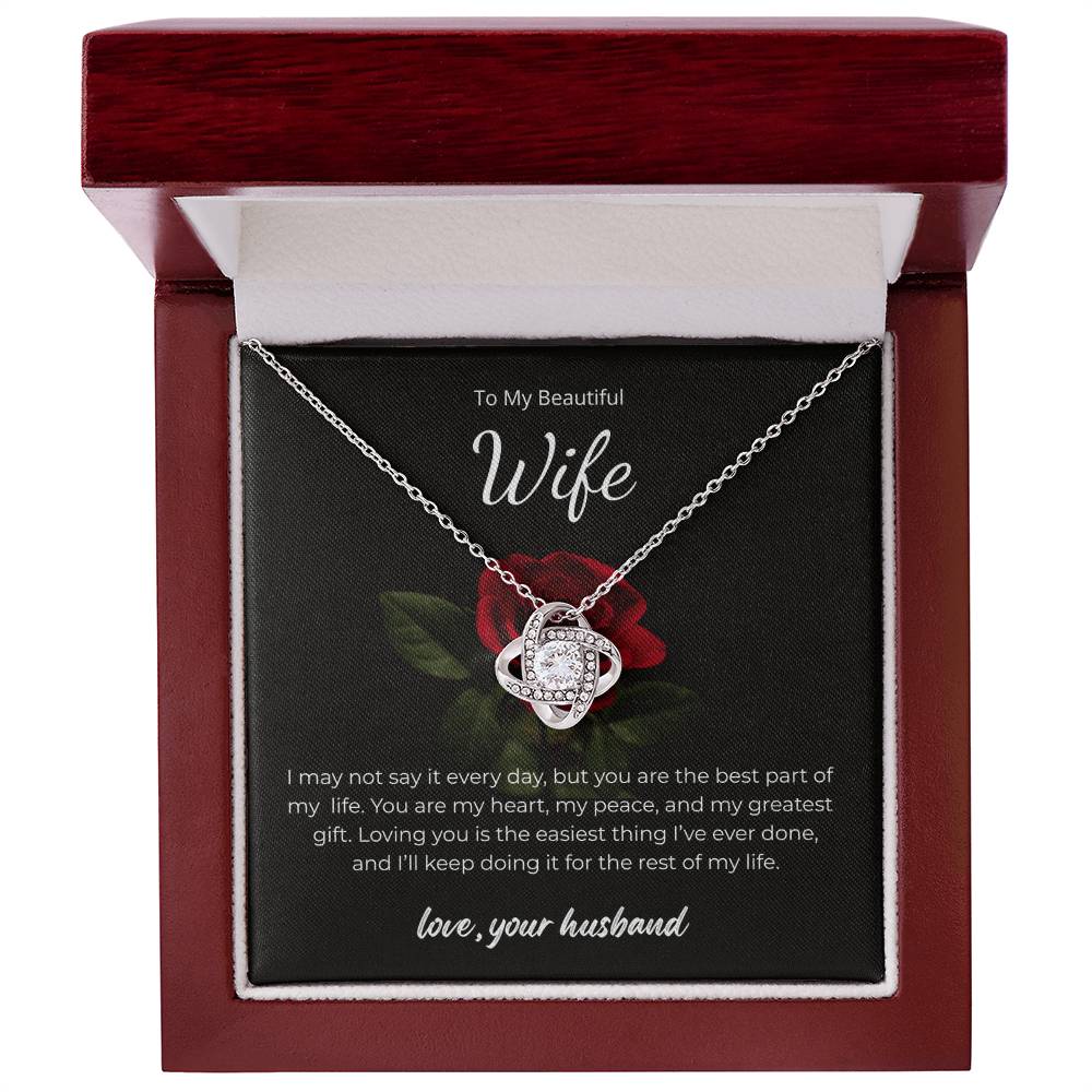 Love Knot Necklace for Wife – Wedding Day Keepsake with Message