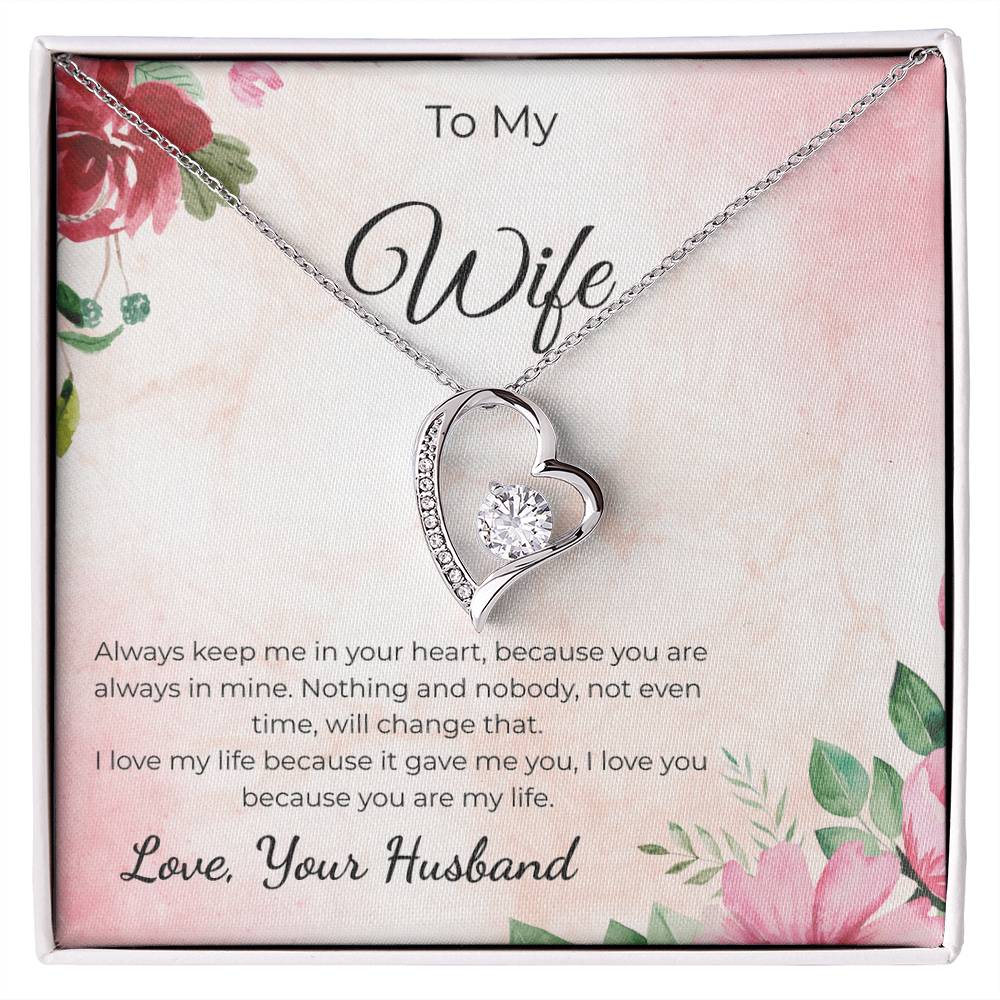 Forever Love Necklace for Wife – Romantic Anniversary Gift Card