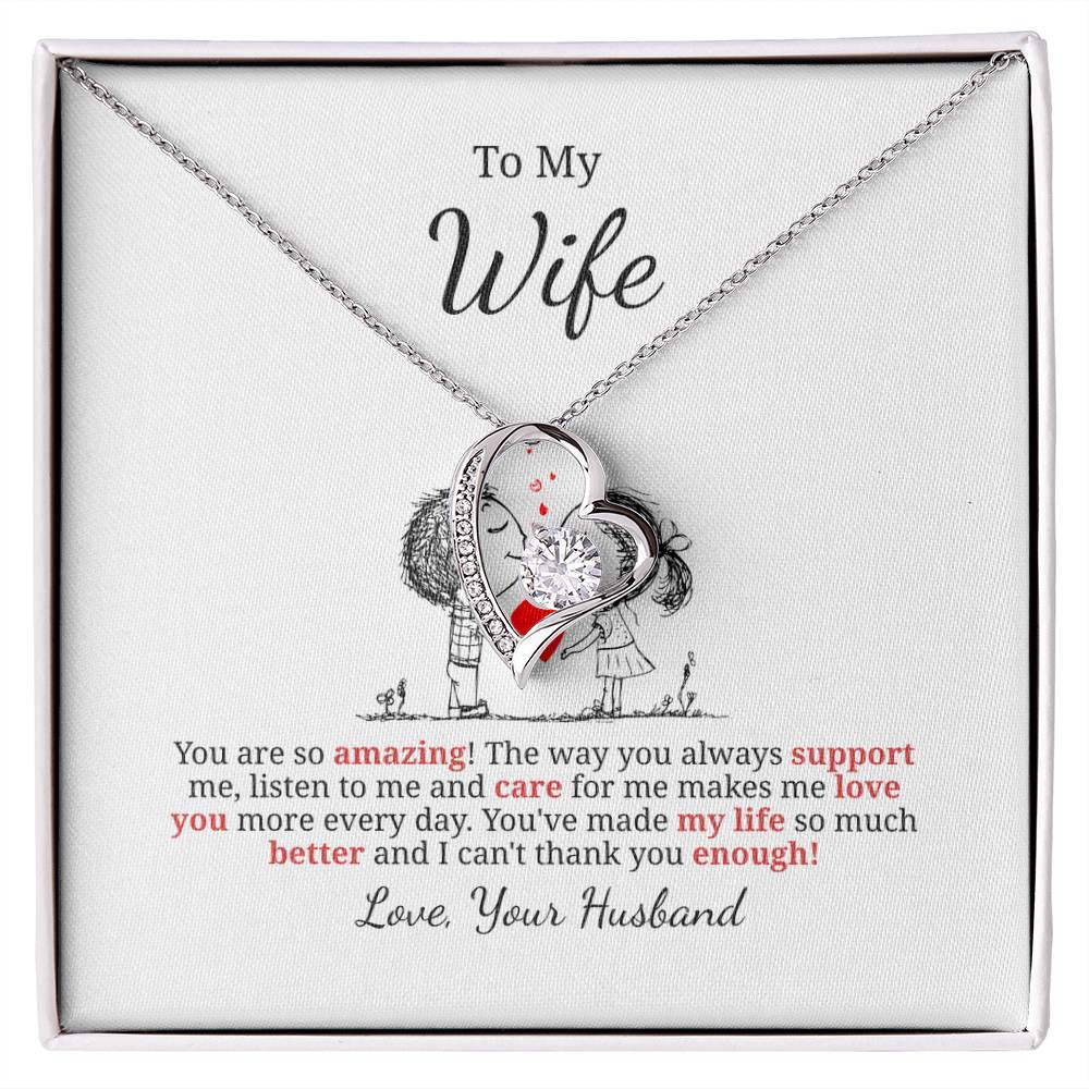 Forever Love Necklace for Wife – Surprise Gift with Custom Note Card