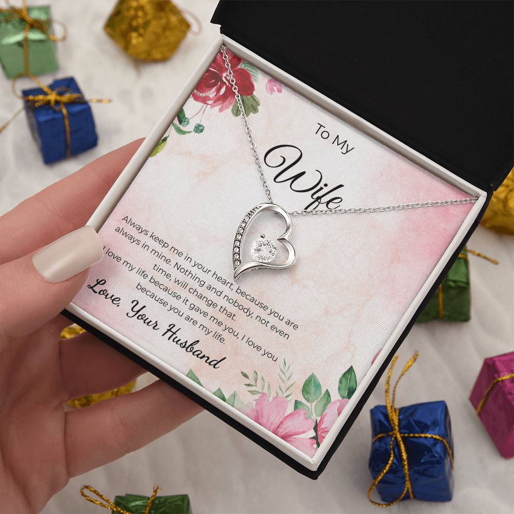 Forever Love Necklace for Wife – Romantic Anniversary Gift Card