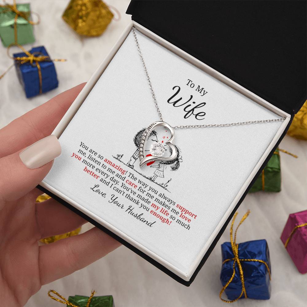 Forever Love Necklace for Wife – Surprise Gift with Custom Note Card