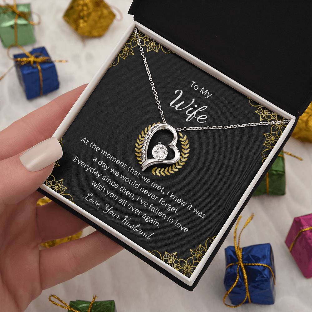 Forever Love Necklace for Wife – With All My Heart Message Card