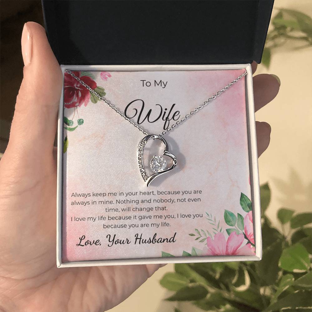 Forever Love Necklace for Wife – Romantic Anniversary Gift Card