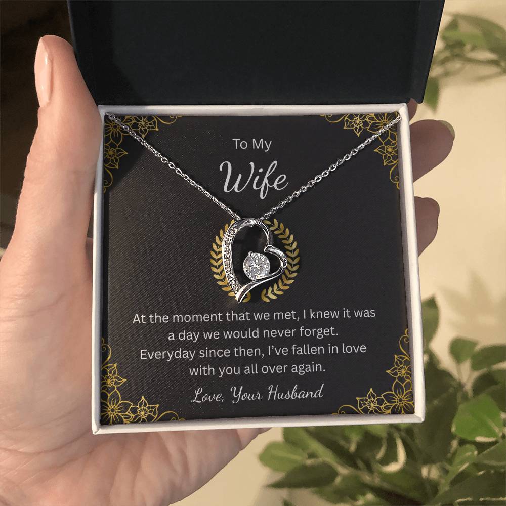 Forever Love Necklace for Wife – With All My Heart Message Card