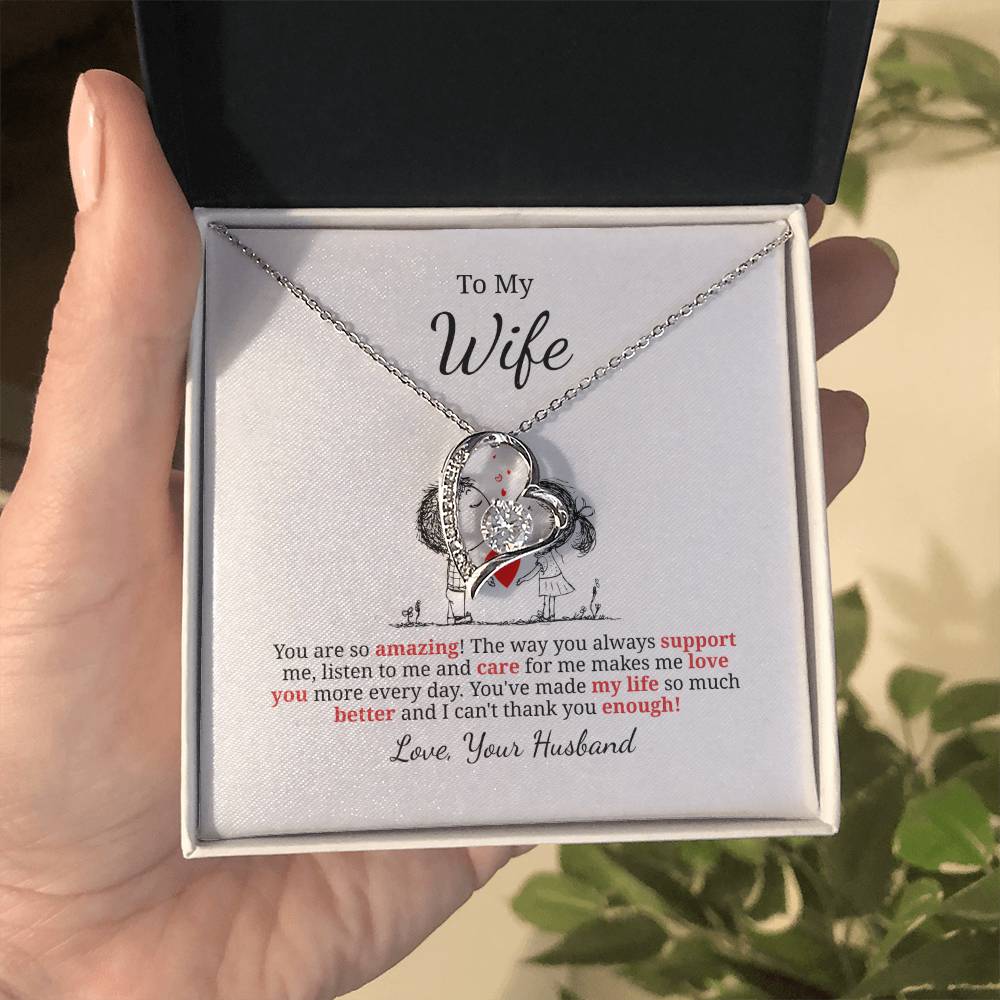Forever Love Necklace for Wife – Surprise Gift with Custom Note Card