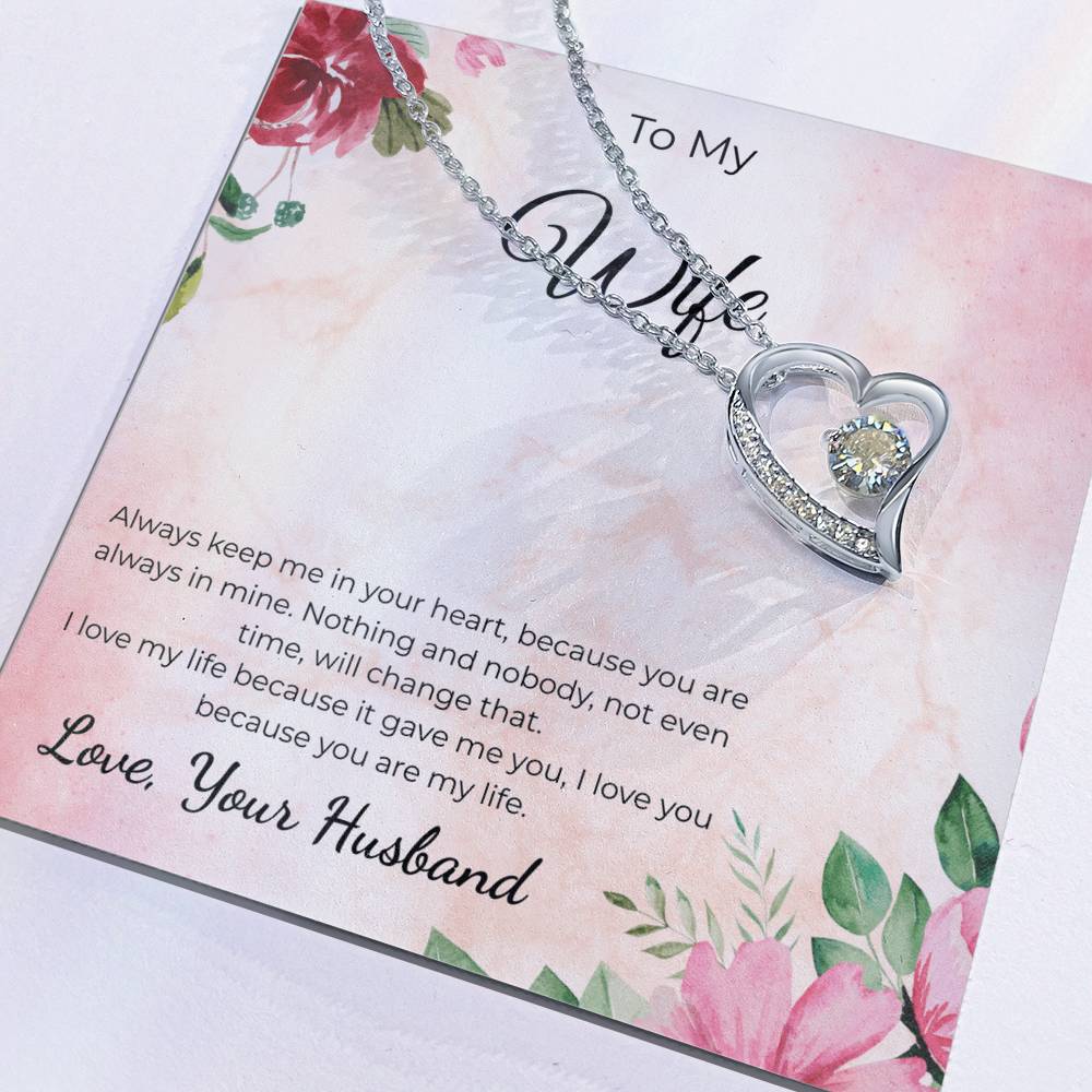 Forever Love Necklace for Wife – Romantic Anniversary Gift Card