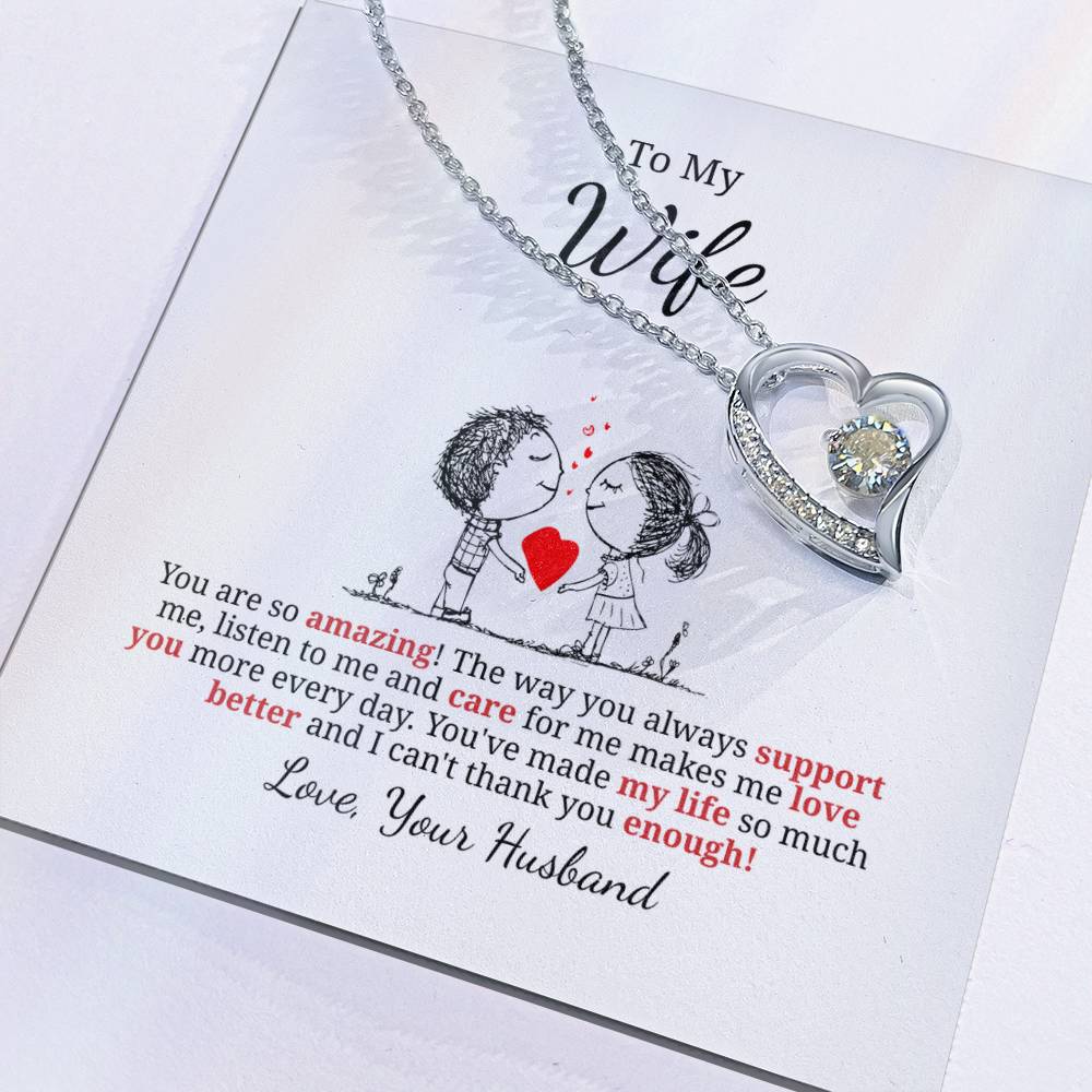 Forever Love Necklace for Wife – Surprise Gift with Custom Note Card