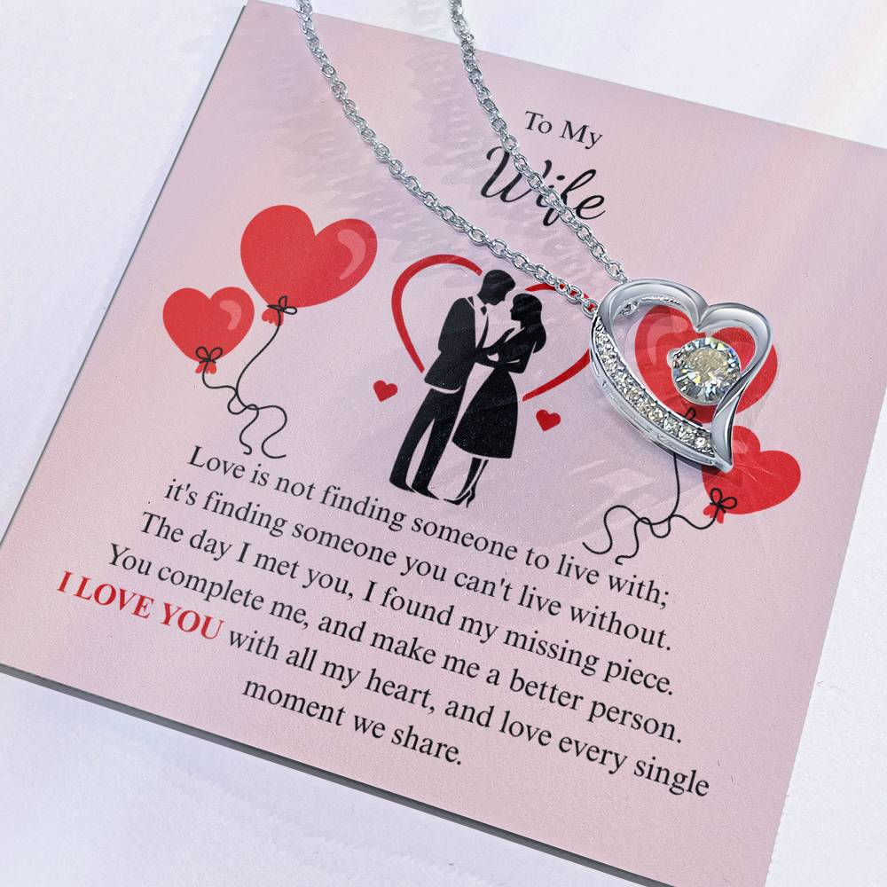 Forever Love Necklace for Wife – To My Queen Personalized Message