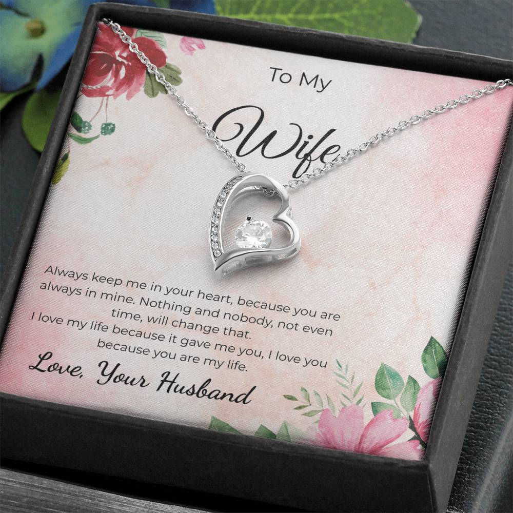 Forever Love Necklace for Wife – Romantic Anniversary Gift Card