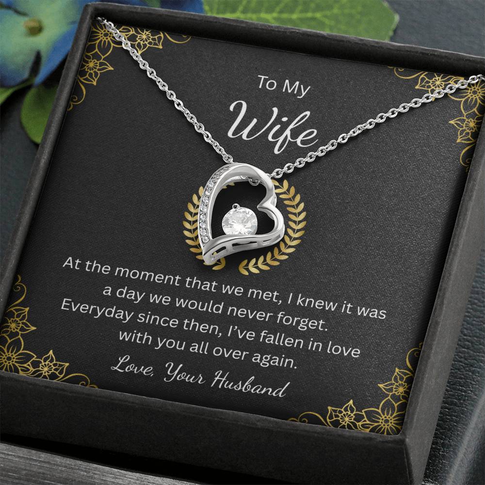 Forever Love Necklace for Wife – With All My Heart Message Card