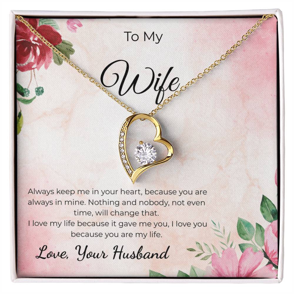 Forever Love Necklace for Wife – Romantic Anniversary Gift Card
