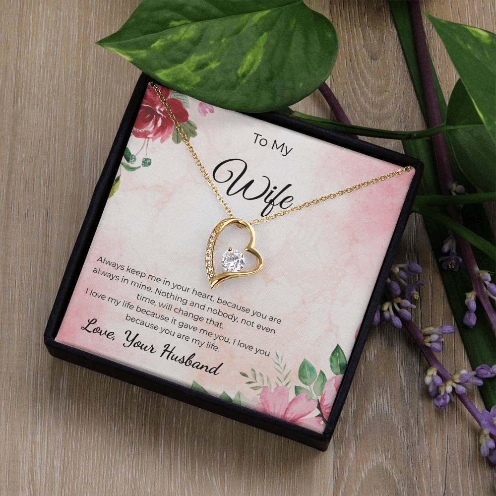 Forever Love Necklace for Wife – Romantic Anniversary Gift Card