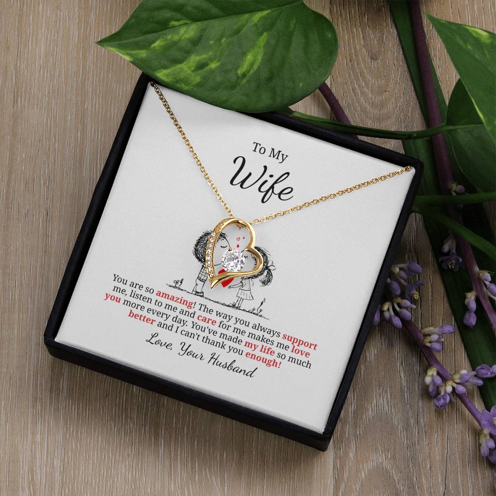 Forever Love Necklace for Wife – Surprise Gift with Custom Note Card