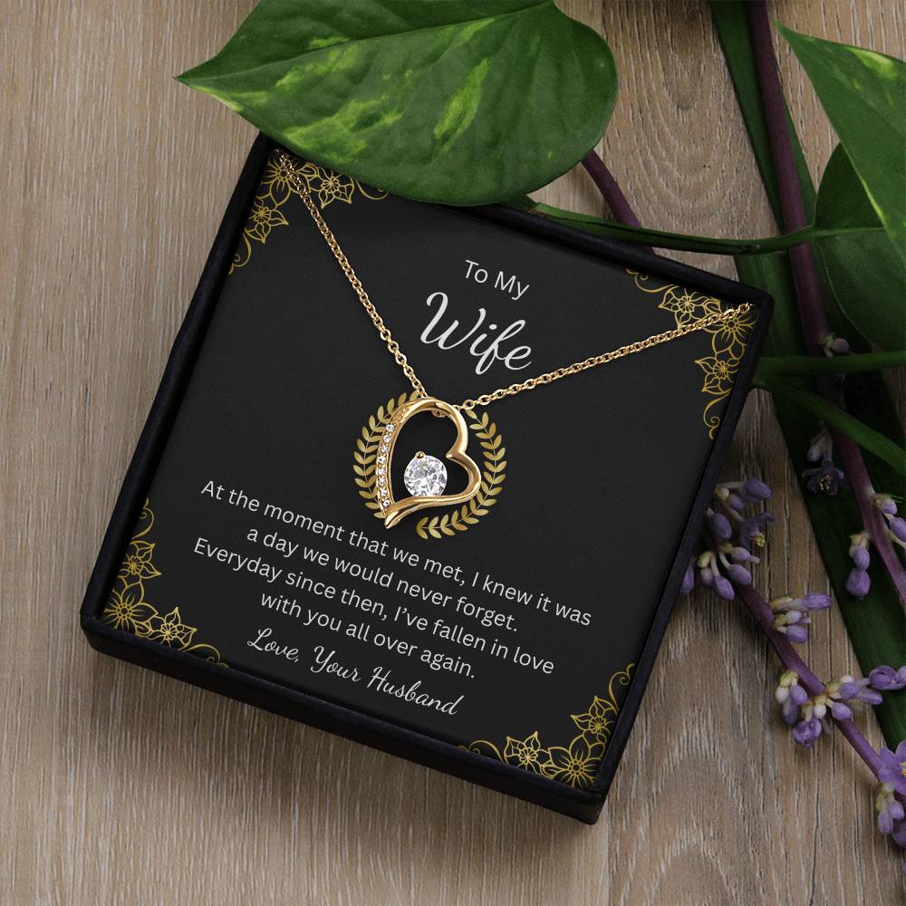 Forever Love Necklace for Wife – With All My Heart Message Card