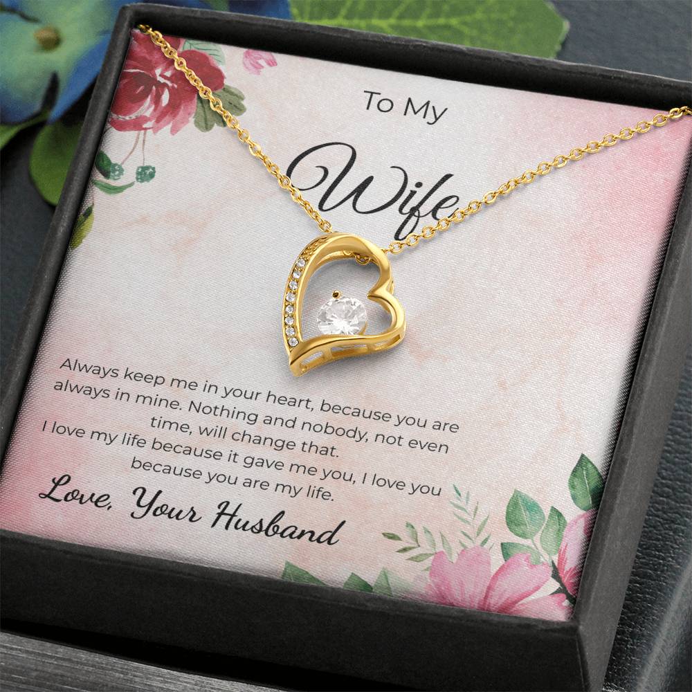 Forever Love Necklace for Wife – Romantic Anniversary Gift Card
