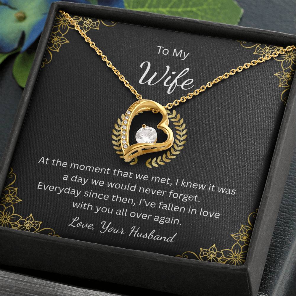 Forever Love Necklace for Wife – With All My Heart Message Card
