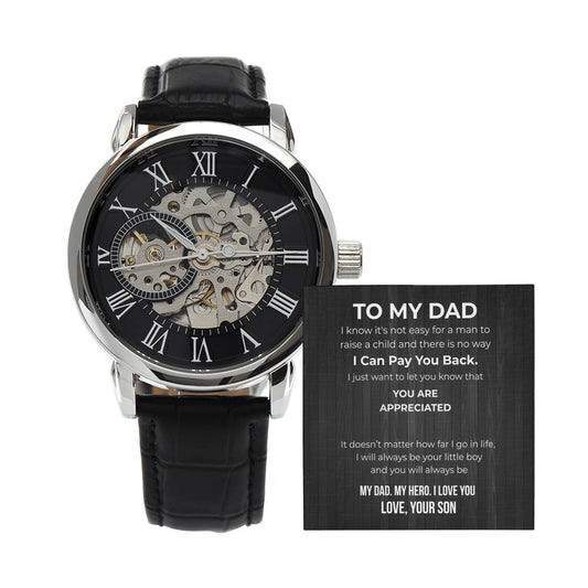 Luxury Skeleton Dial Men’s Watch – To My Brave Dad Special Edition