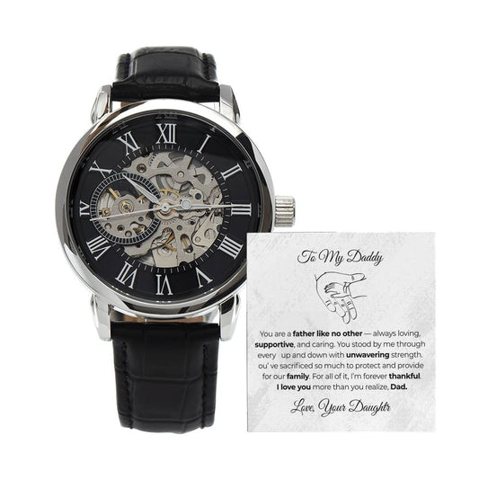 Luxury Skeleton Dial Men's Automatic Watch – Perfect Father's Day Gift by Daughter