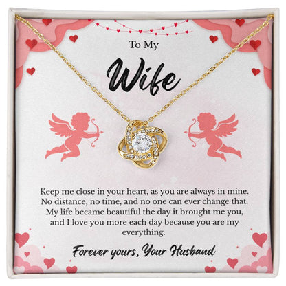 Love Knot Necklace for Wife – Romantic Anniversary Gift Card